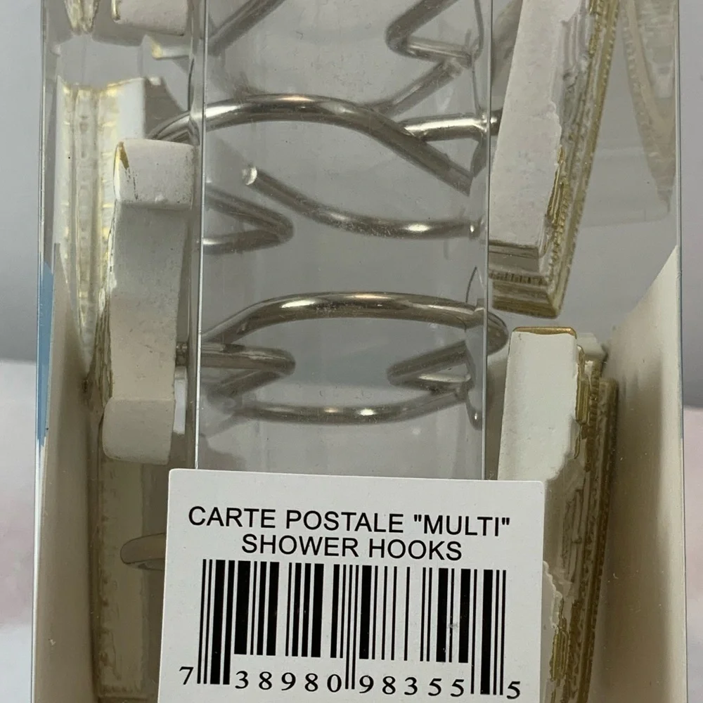 Paris Eiffel Tower Shower Hooks Arc de Triomphe French Resin White Gold 12 PC - Picture 9 of 16